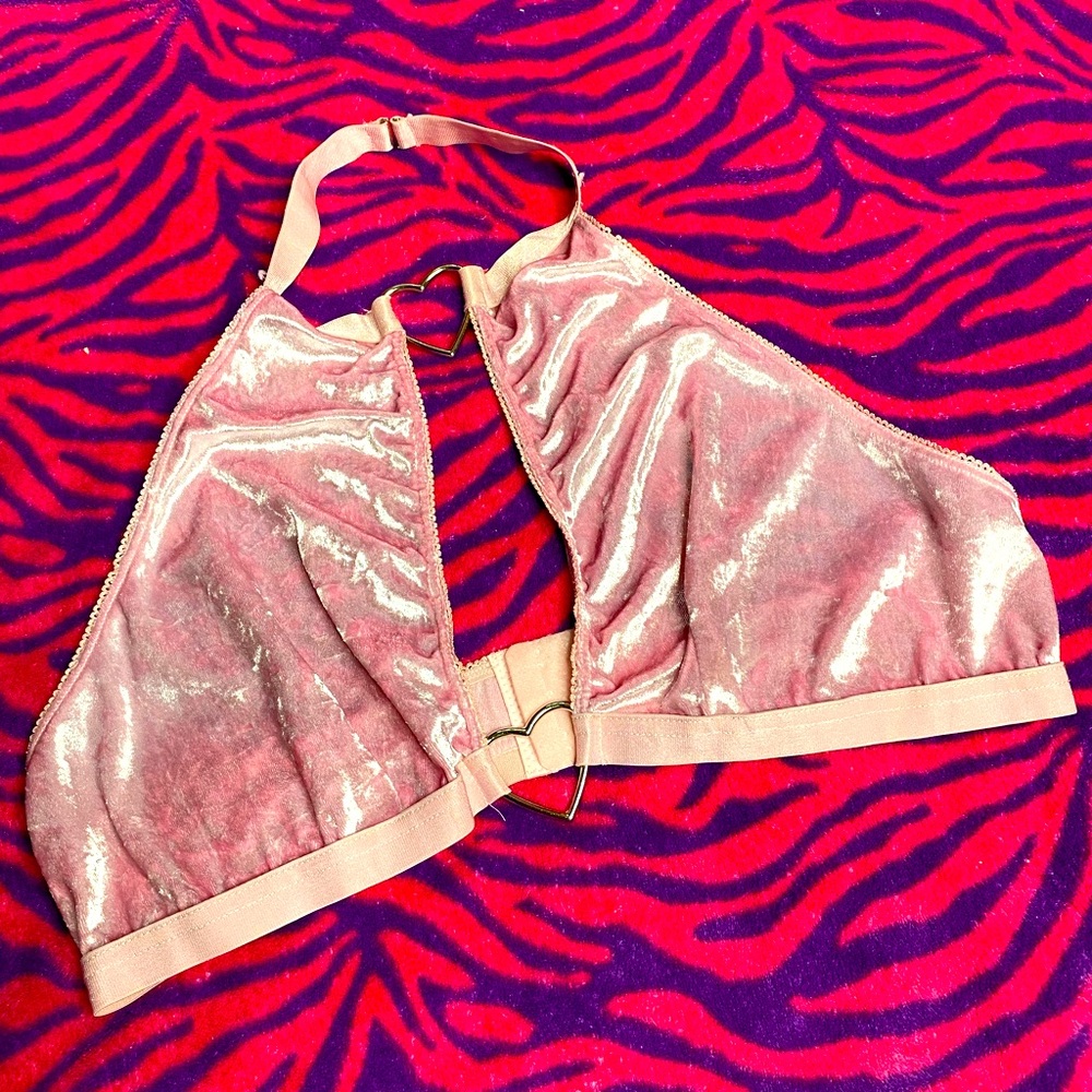 Sugar thrillz pink velvet heart crop top